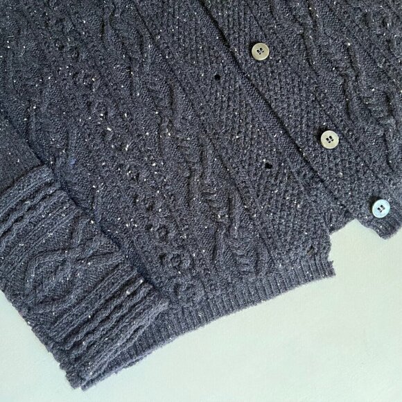 Irelandseye Navy Wool & Cashmere Knit Button Up Cardigan Sweater - Picture 3 of 7